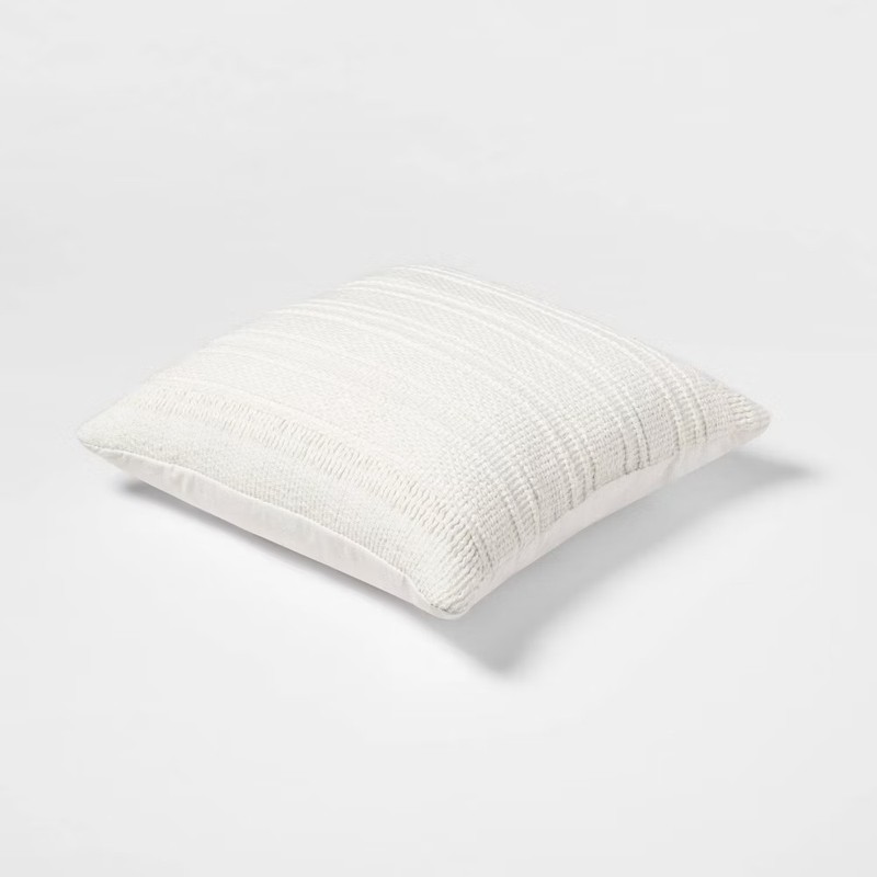 Oversized Textural Woven Square Throw Pillow Cream - Threshold gallery