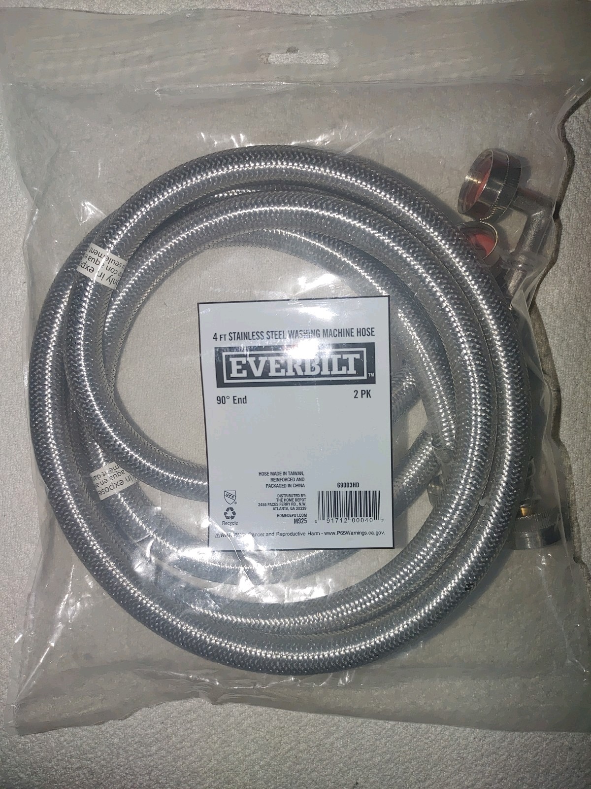 Everbilt 4 ft. Stainless Steel Washing Machine Hoses - Box of 24 (12 Sets Of 2) gallery