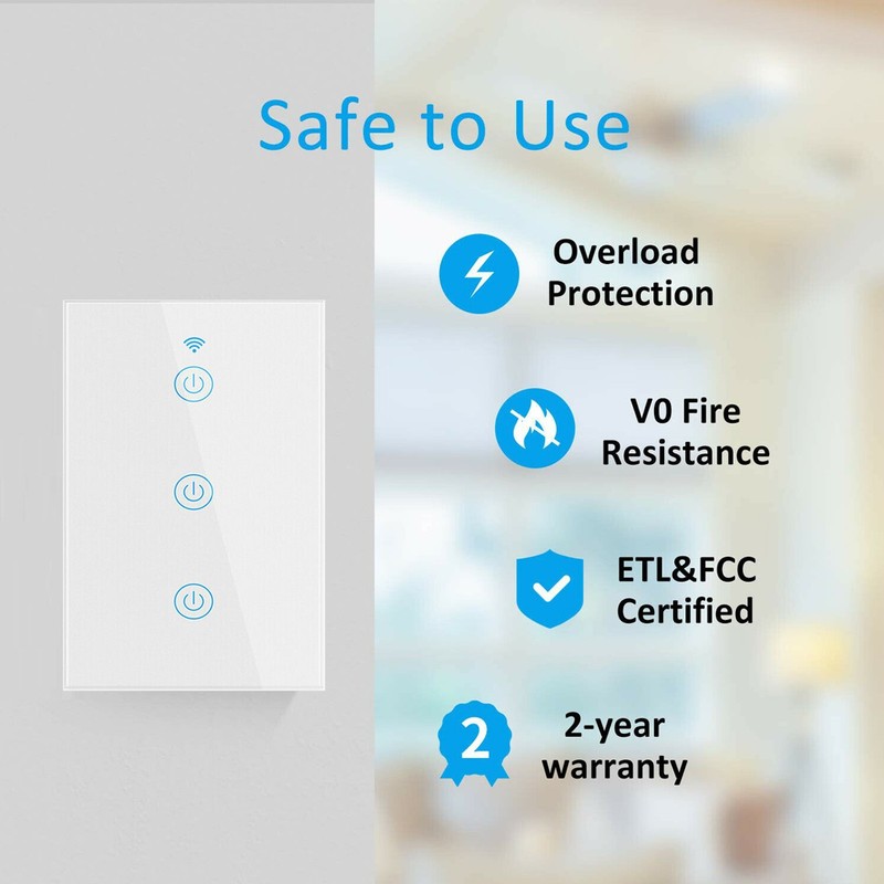 Smart WiFi Touch Switch with Glass Panel Compatible Alexa Google Tuya App Timer gallery