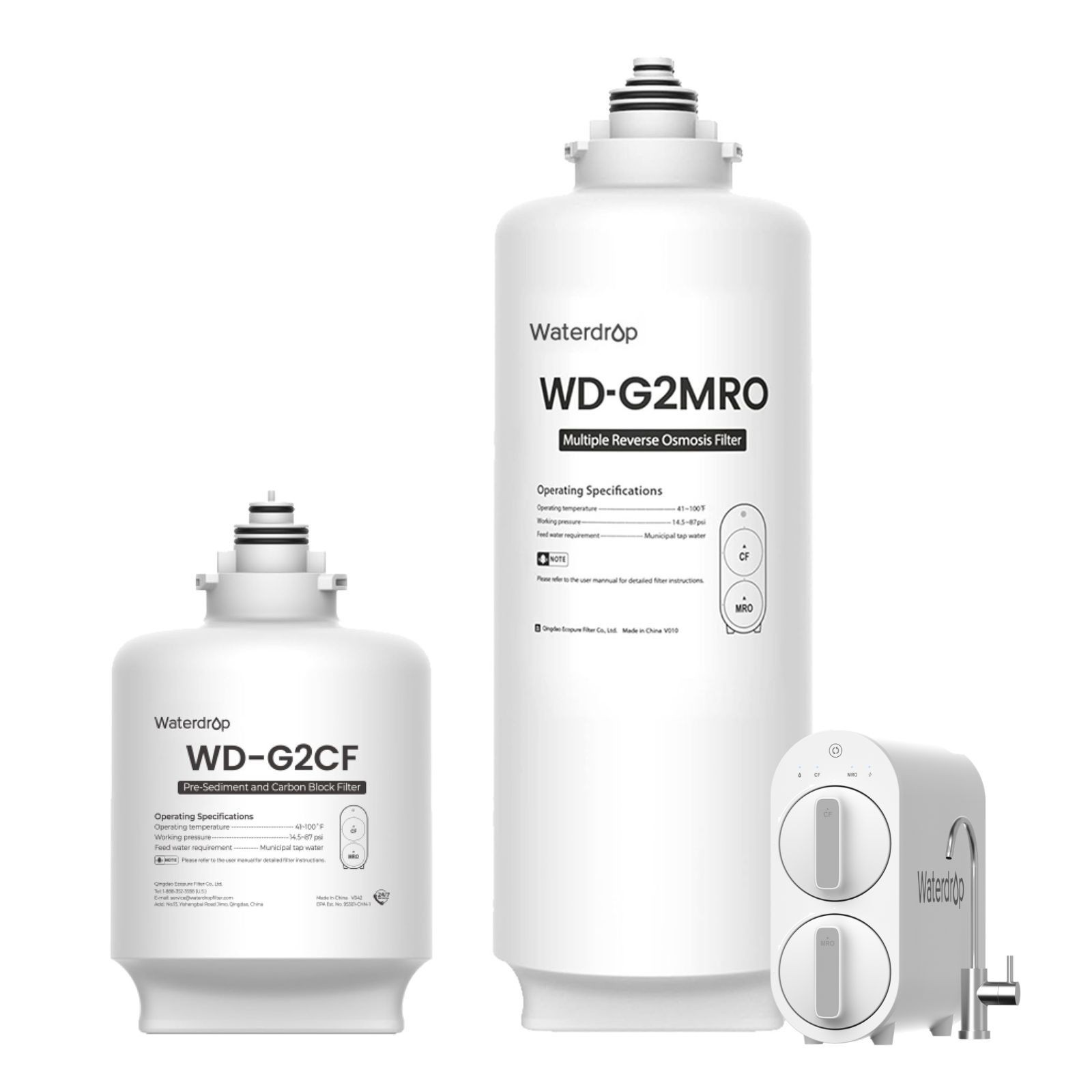 Waterdrop WD-G2-W WD-G2-B Replacement Filter, Pack of 1 WD-G2CF and 1 WD-G2MRO gallery