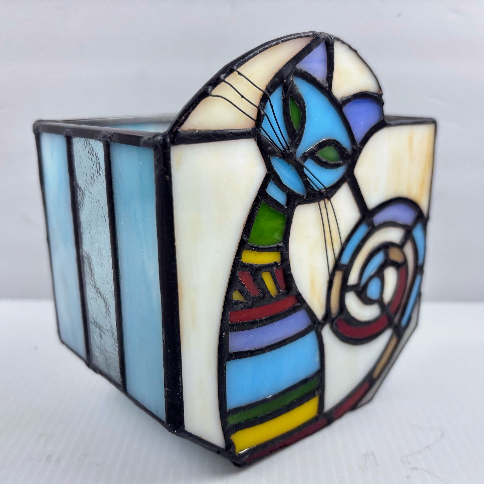 Stained Glass Cat Planter Indoor Planter with Drainage Hole 5” Tall Kitten gallery