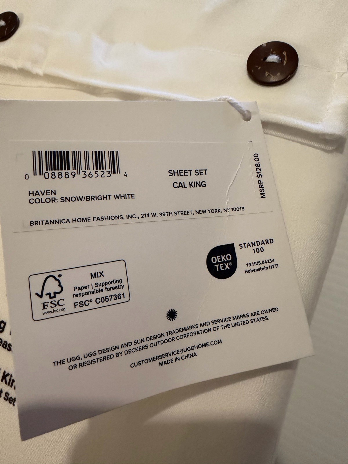 UGG 4PC CAL KING Sheet Set "HAVEN" COOLING TECHNOLOGY ALL-SEASON - BRIGHT WHITE gallery
