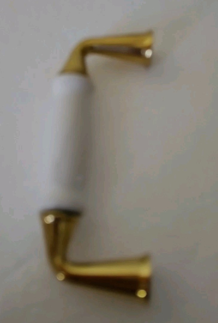 Cabinet Door Handles Drawer Pulls Polished Brass W/ Center Ceramic.. 15 Pieces gallery