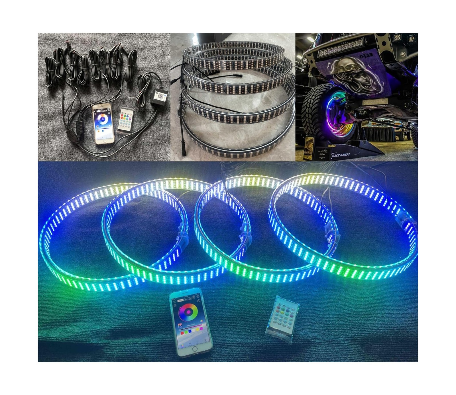 8Rolls 17.5" Double Sides Quad Row Wheel Lights - Brightest Addressable RGB D... gallery