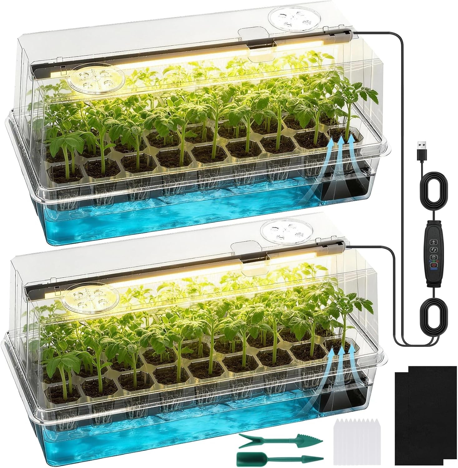 72 Cell Seed Starter Tray Kit w Grow Light Self Watering Full Spectrum Timer gallery
