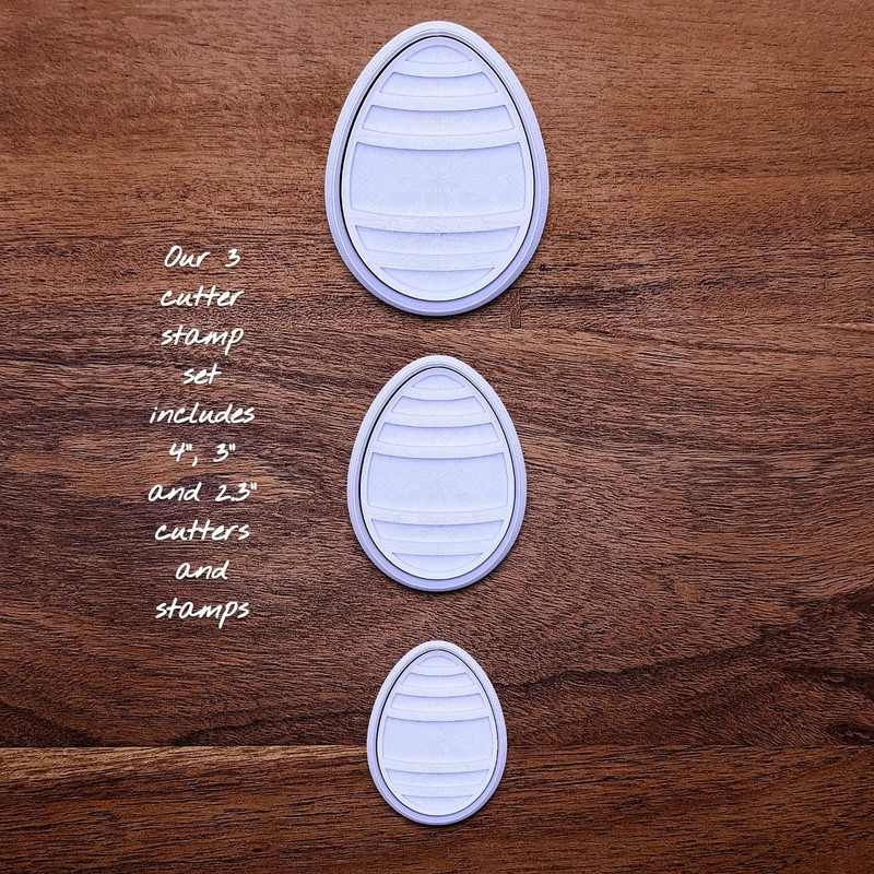 Easter Egg Cookie Cutter & Stamp Set: 2" to 10" Fondant Spring Baking Clay Mold gallery