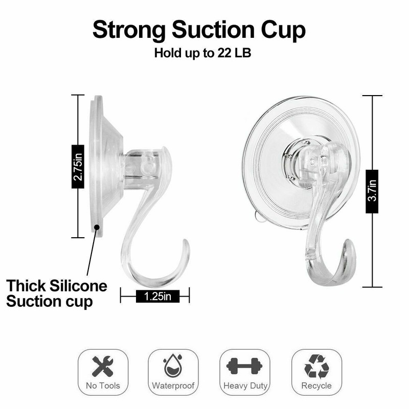 2Pcs Heavy Duty Suction Cup Hook Home Suction Wall Hanger Hold Up to 22lb/10kg gallery
