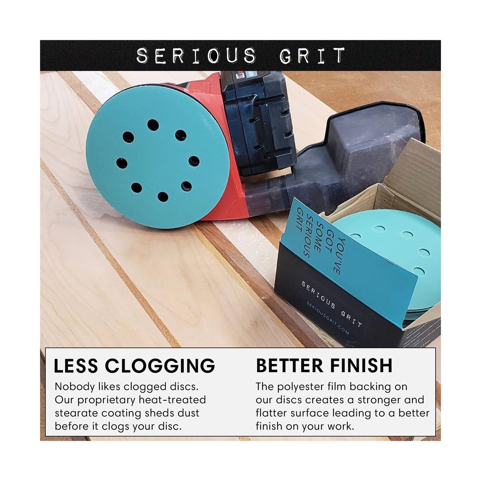 Serious Grit Sanding Discs 5 Inch 8 Hole 180 Grit - Heavy-Duty Hook & Loop We... gallery