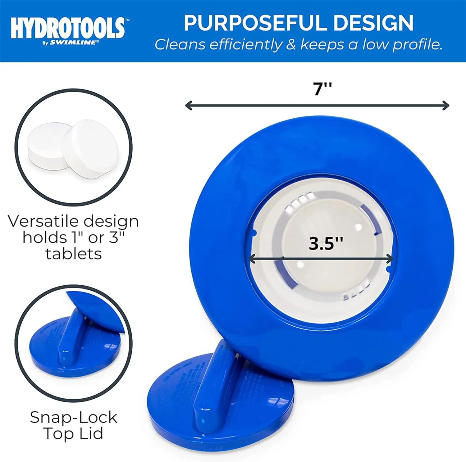 HydroTools 8725 Pool Floating Dispenser 3" Tablet Pack 2 Floater Adjustable gallery