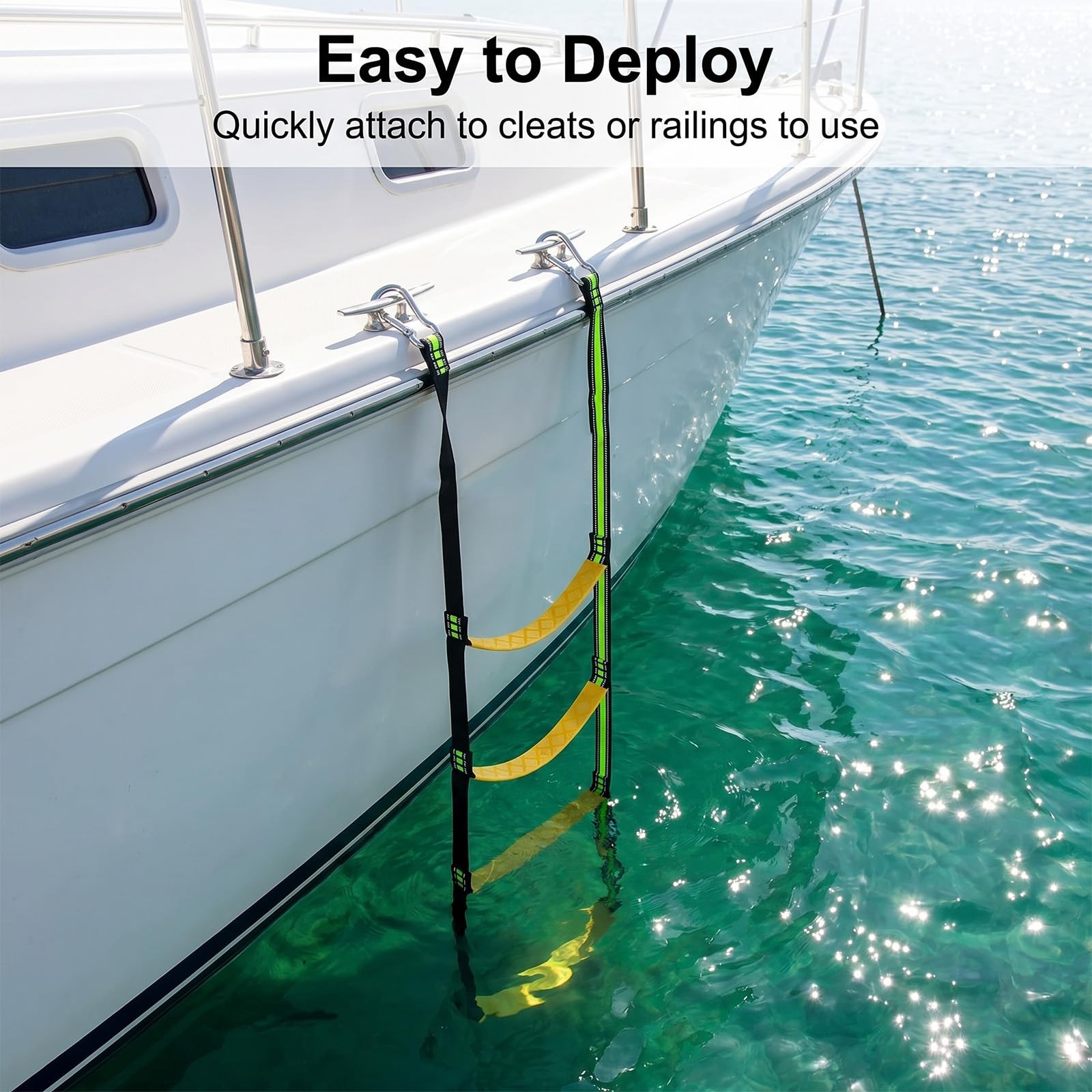 Saihisday 4Step Boat Rope Ladder Portable and 4 Step, Green gallery