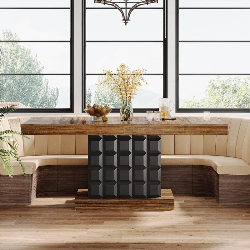 63-Inch Rectangular Dining Table Farmhouse Wooden Kitchen Table for 4-6 People gallery