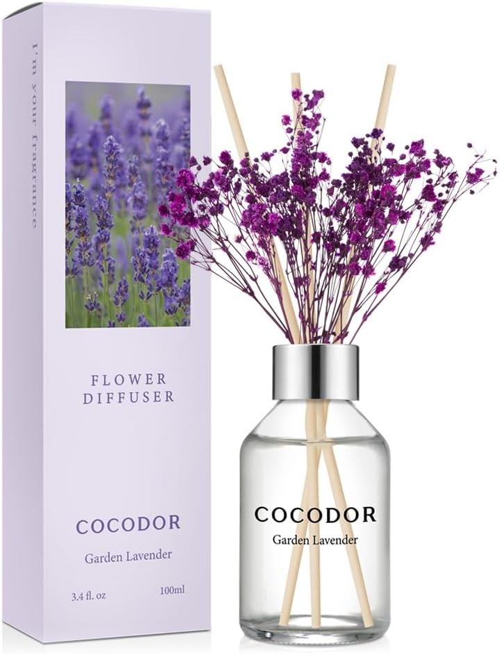 Flower Reed Diffuser Set / 3.4oz / Garden Lavender/Scent Diffuser with Sticks gallery