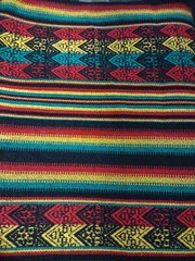Peruvian Multicolor Fabric With designs- Tablecloth – Rug – Blanket 41x49in