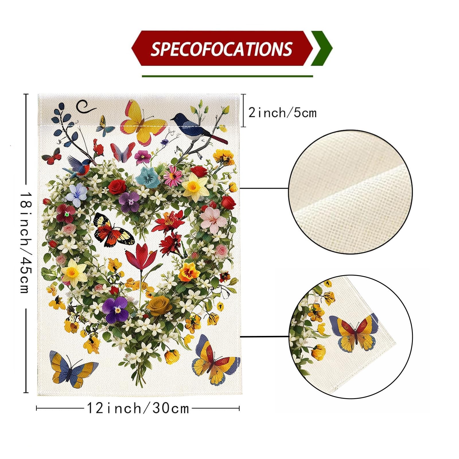 Spring Summer Birds Flowers Butterflies Garden Flag 12x18 Inch Yard Decor gallery