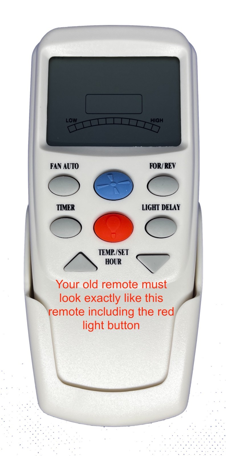 Genuine Hampton Bay Ceiling Fan Remote Control - CHQ7096T W/ RED Light button gallery