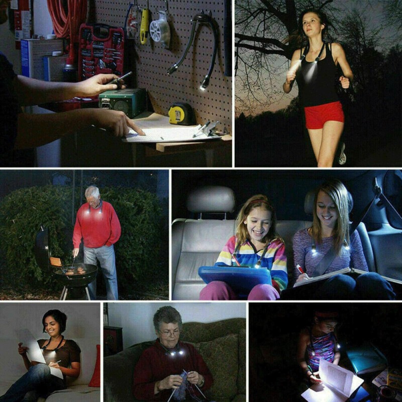 New LED Flexible Handsfree Hug Neck Reading Book Light Lamp Torch Flashlight US gallery
