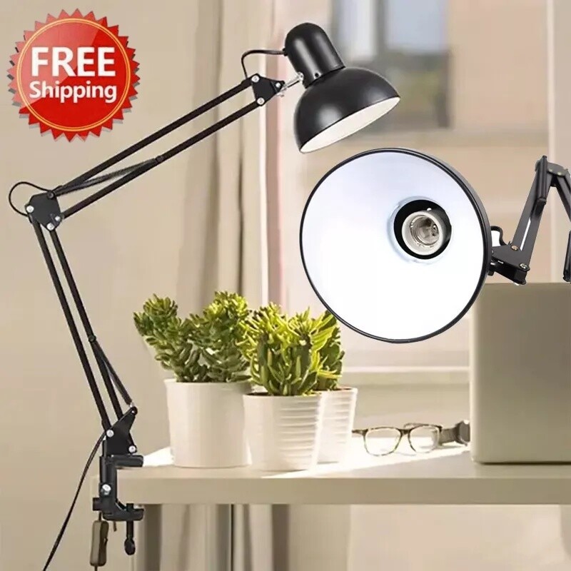 Metal Adjustable Swing Arm Desk Lamp, Eye-Caring Study Desk Lamps Black gallery