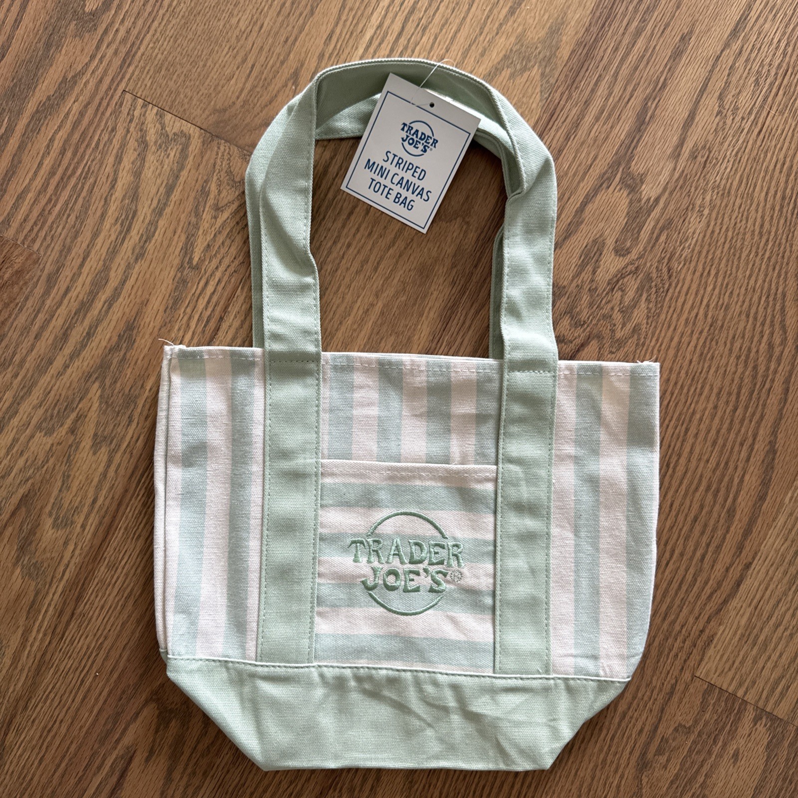 Trader Joe’s 2026 Stripe Mini Tote Set 4 Pink Blue Green Tan NWT New Lot! gallery
