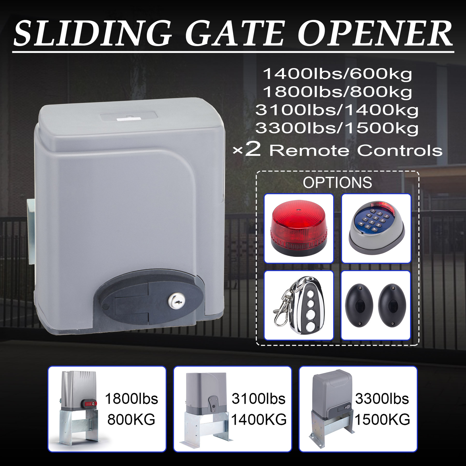 Sliding Gate Opener Electric Operator w.Remote Control Automatic Roller 1400lbs. gallery