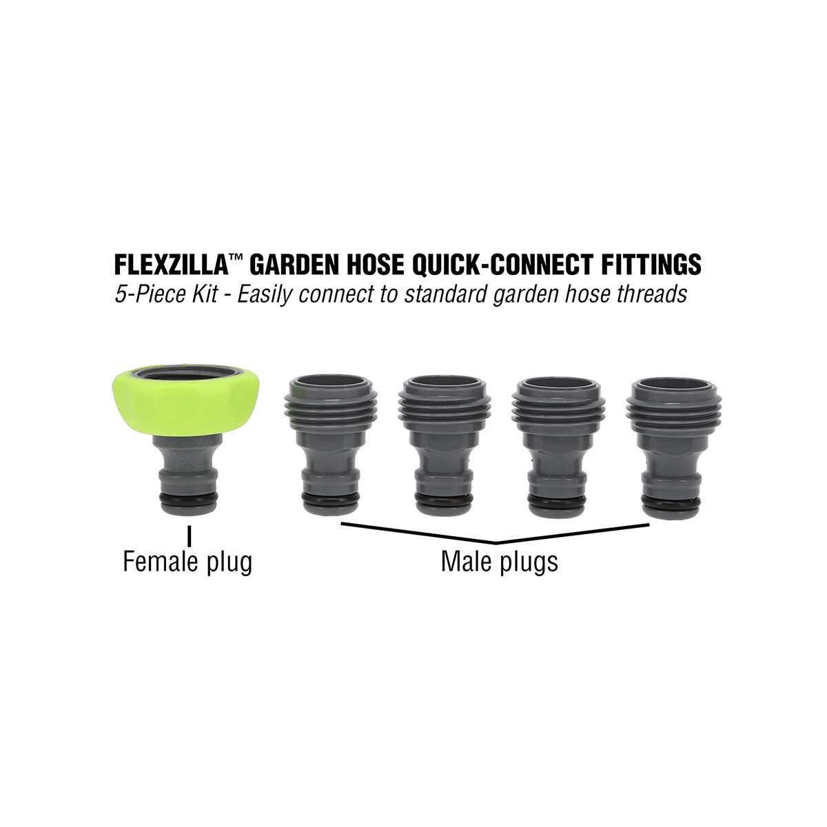 Flexzilla HFZGAK13 Garden Hose Quick-Connect Fittings, 5-Piece Plug Kit gallery