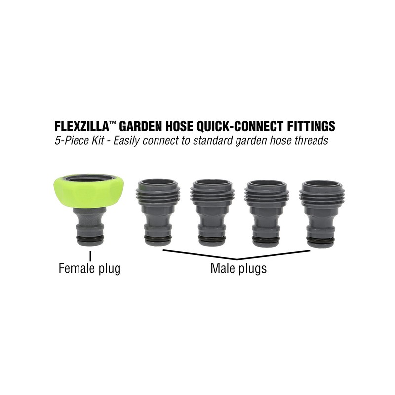 Flexzilla HFZGAK13 Garden Hose Quick-Connect Fittings, 5-Piece Plug Kit gallery
