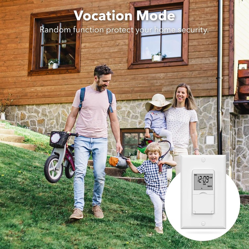 BN-LINK 7 Day Programmable In-Wall Timer Switch Digital for Fans, Lights, Motors gallery