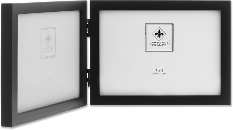 Hinged Double (Horizontal) Black Wood Picture Frame, Gallery Collection, 5 by 7- gallery