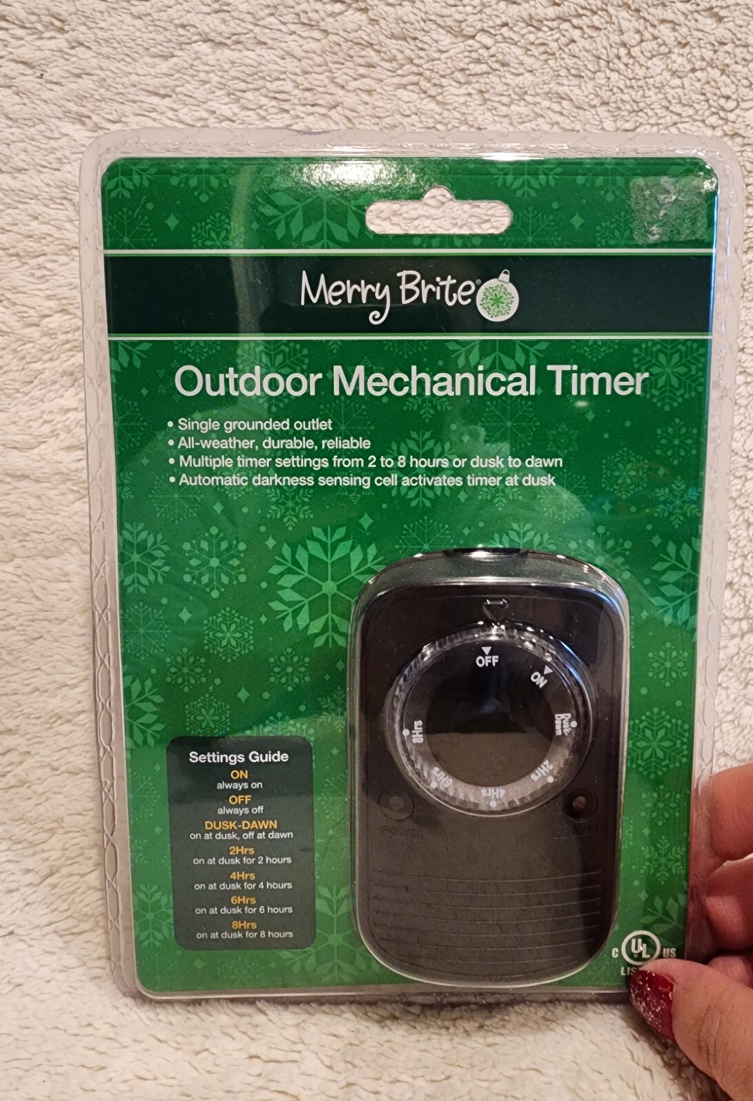 New Merry Brite Mechanical Timer All Weather outdoor 2-8 Hours setting options gallery