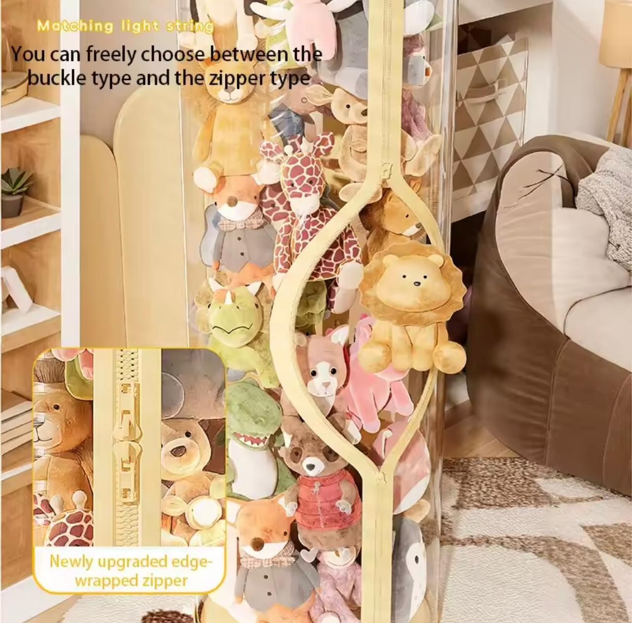 Transparent Doll Toy Storage Box Plush Toy Organizer with Zipper Kids Storage gallery
