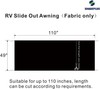 RV Slide Out Awning Fabric Replacement 49" x 110", 170'' 18oz " Fabric Black gallery