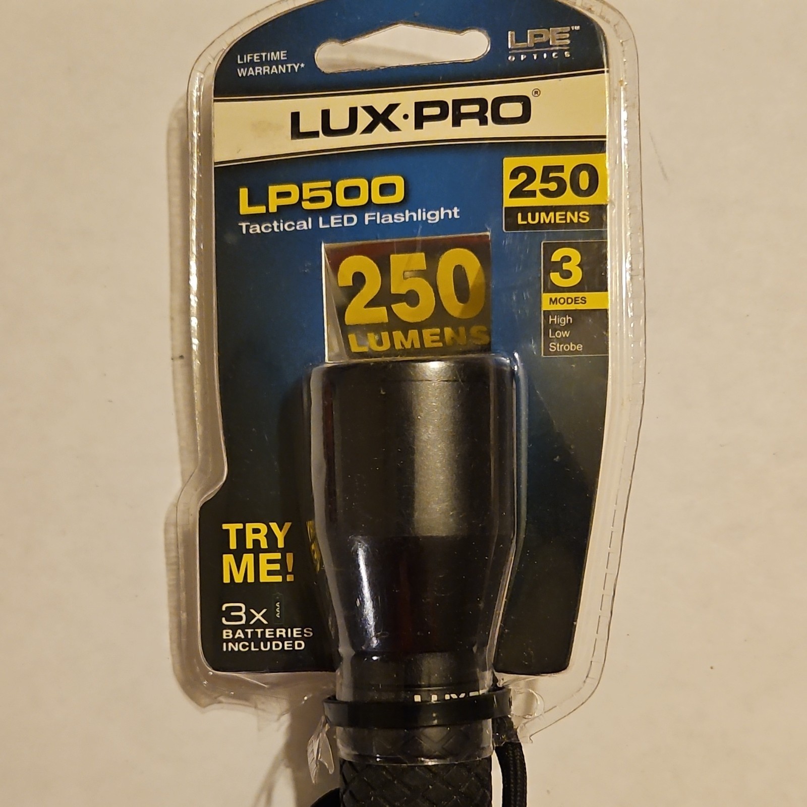 Lux-Pro 250 Lumen Tactical LED Flashlight IPX4 3 AAA Batteries Included gallery