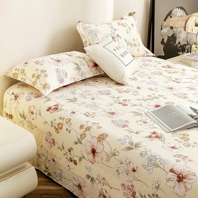 King Size Bedsheet | Cloud Cotton Flatsheet King Size with Two Pillow Covers| gallery