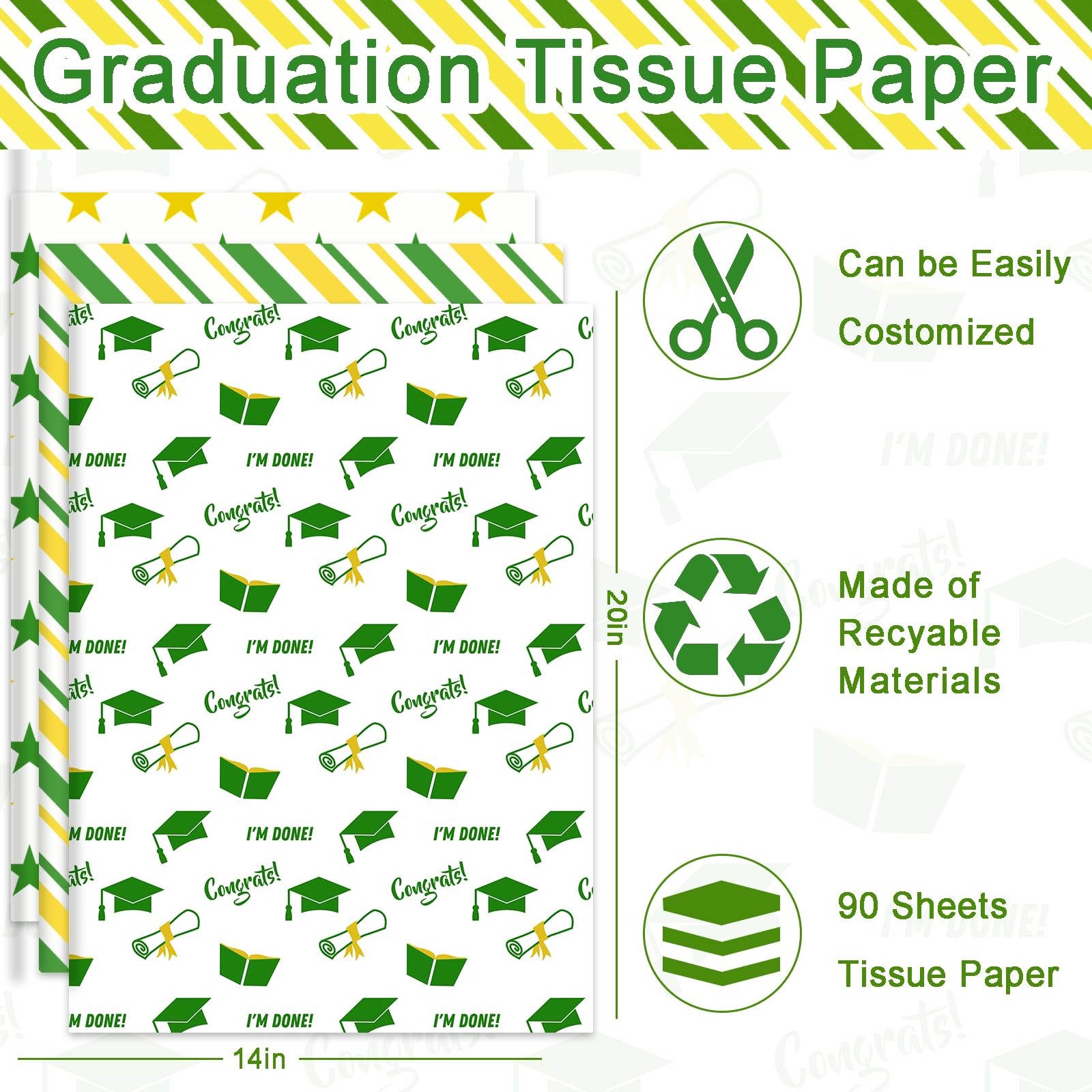 90 Sheets 2026 Graduation Tissue Paper, 20x14 inch Graduate Cap Diploma Scrol... gallery