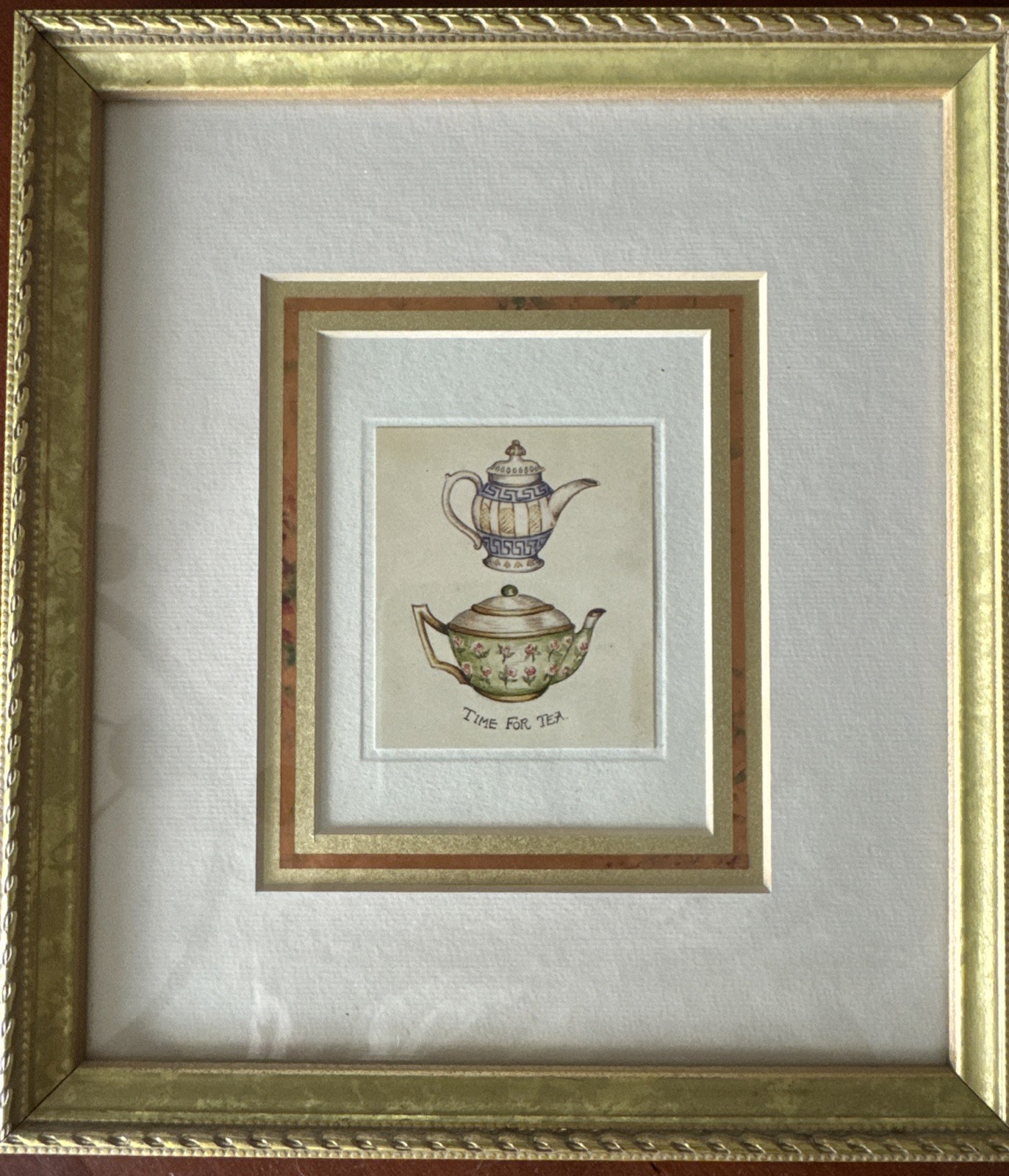 Vintage "Time for Tea" Framed Print Robert Grace Gold Frame gallery