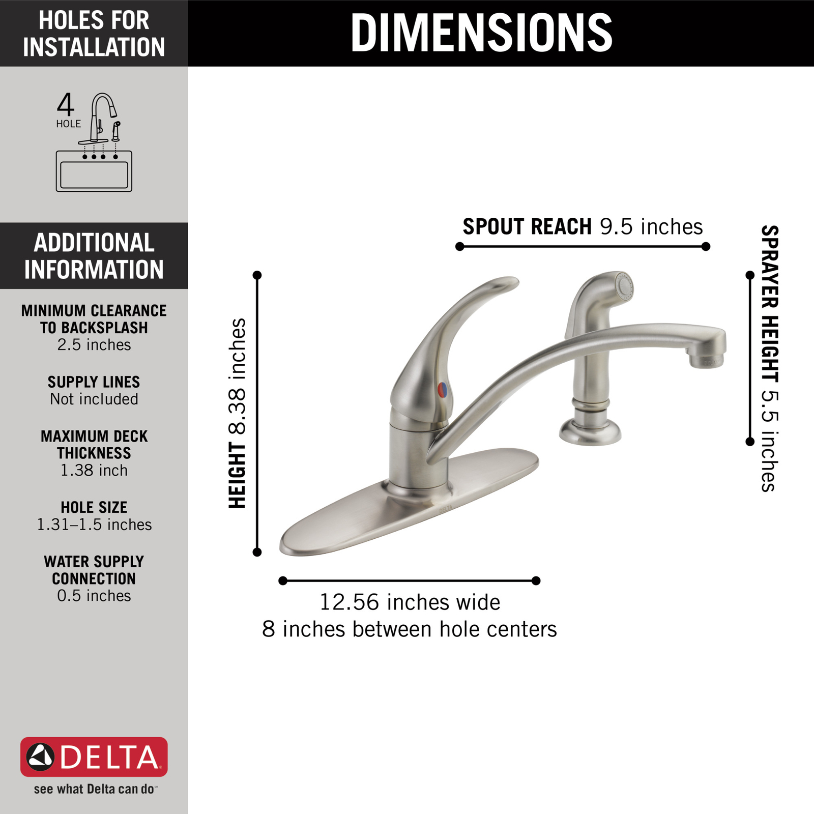 Delta Foundations Kitchen Faucet 1.8 GPM Stainless-Certified Refurbished gallery