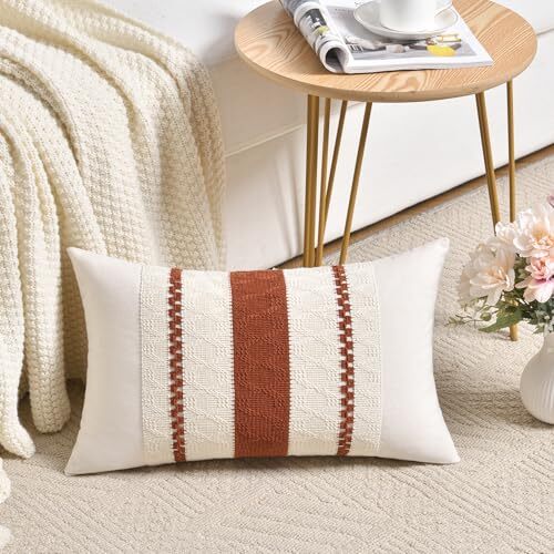 Set of 2 Boho Lumbar Decorative Throw Pillow Cover 12x20 Inch 12" x 20" Rust gallery