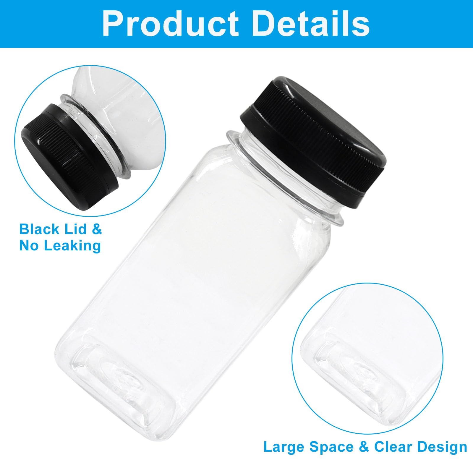 6 PCS 4 oz Reusable Clear Plastic Empty Beverage Juice Bottles With Lids gallery