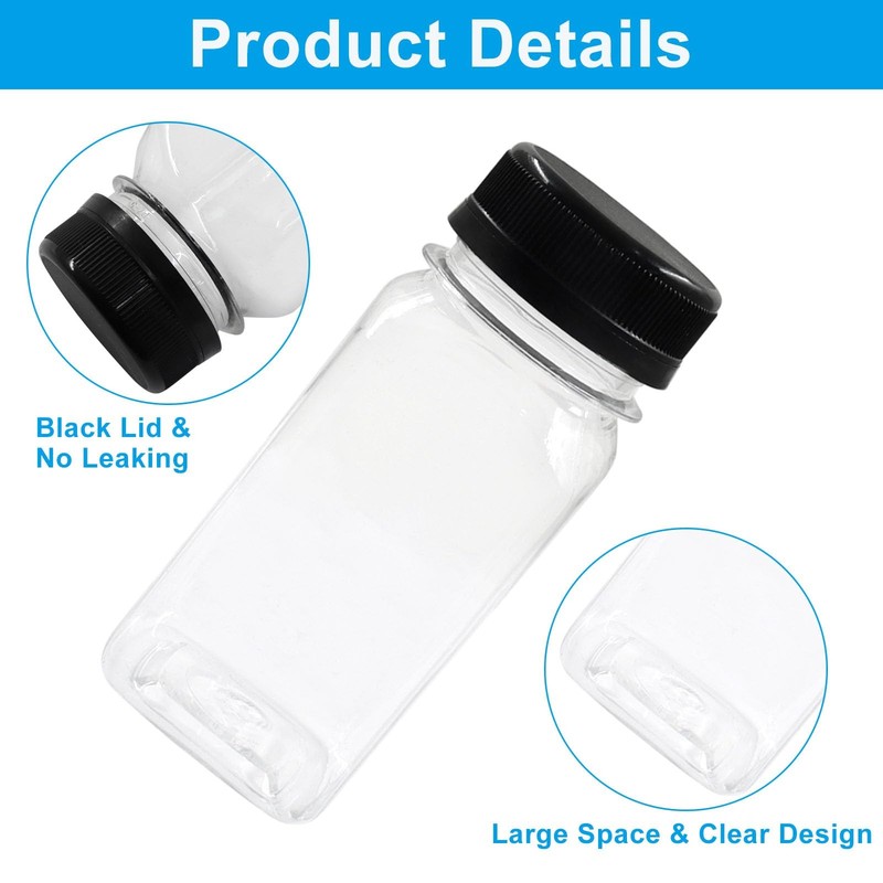6 PCS 4 oz Reusable Clear Plastic Empty Beverage Juice Bottles With Lids gallery