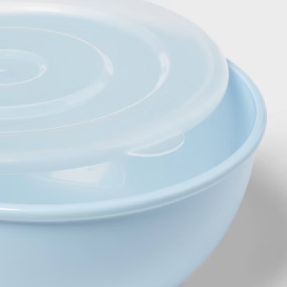 10pc Plastic Mixing Bowl Set with Lids Blue gallery