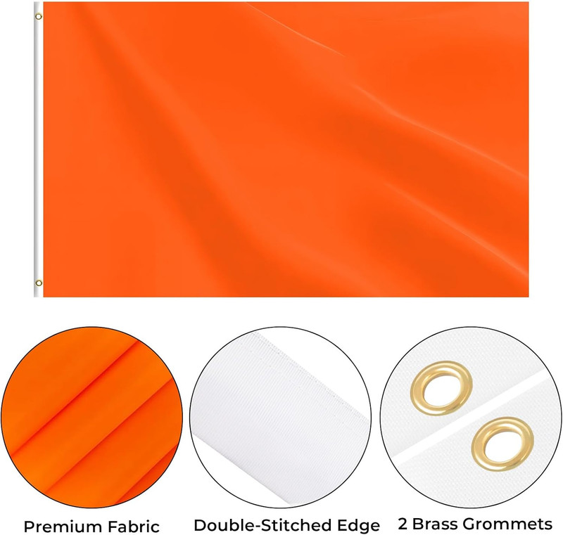 Orange Flag 3X5 FT, Polyester Blank Flag with Canvas Header & Brass Grommets, Do gallery