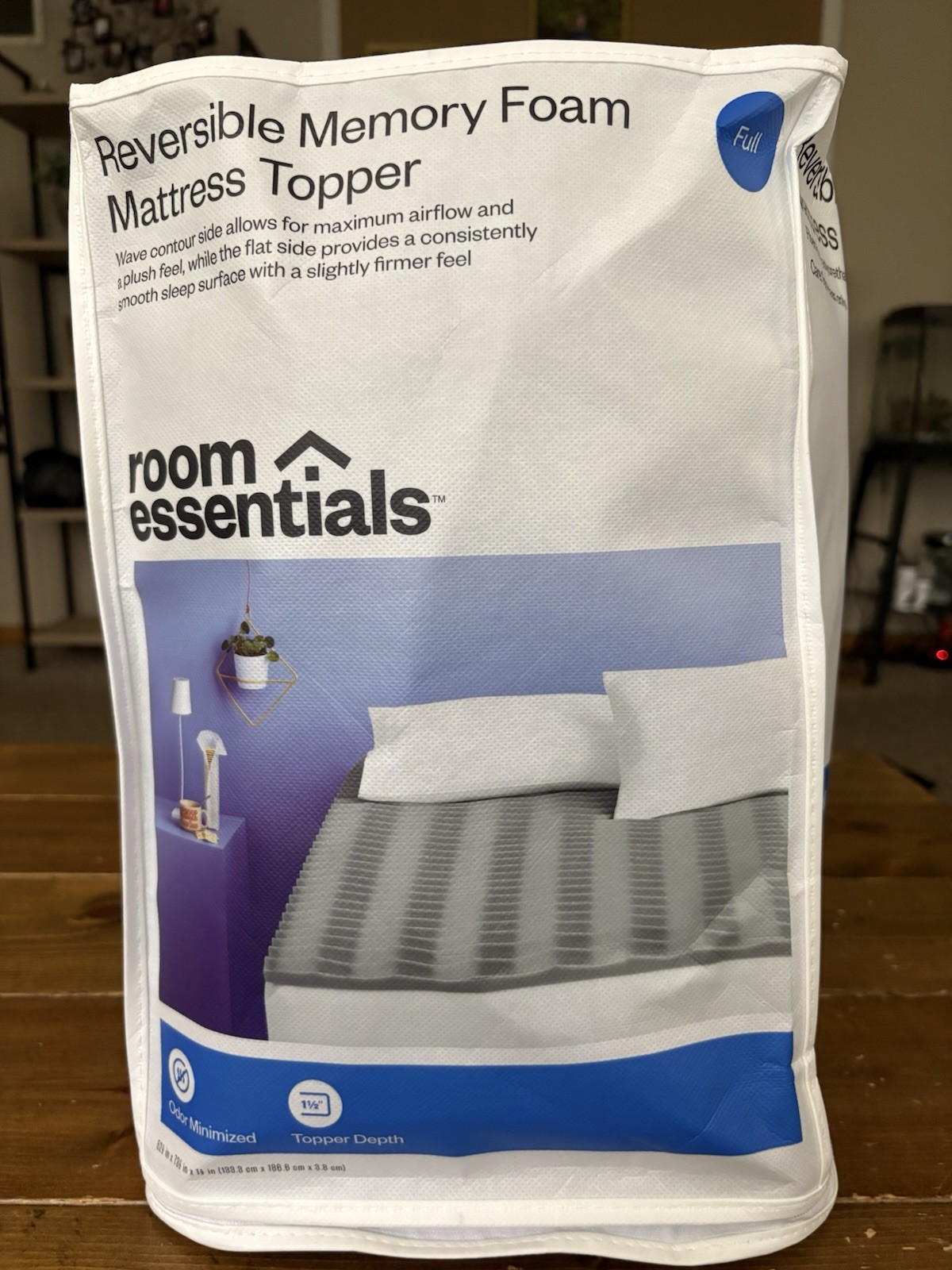 Reversible Memory Foam 1.5" Mattress Topper - Room Essentials FULL New! gallery