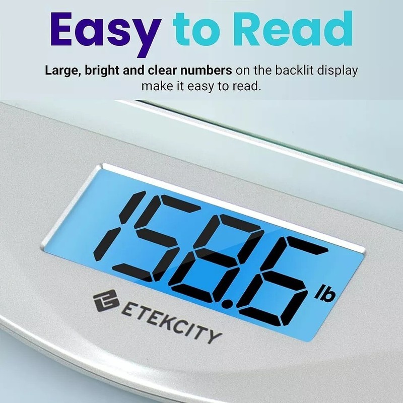 Bathroom Scale Weight Digital Large LCD Backlight Display Tempered Glass 400 lbs gallery