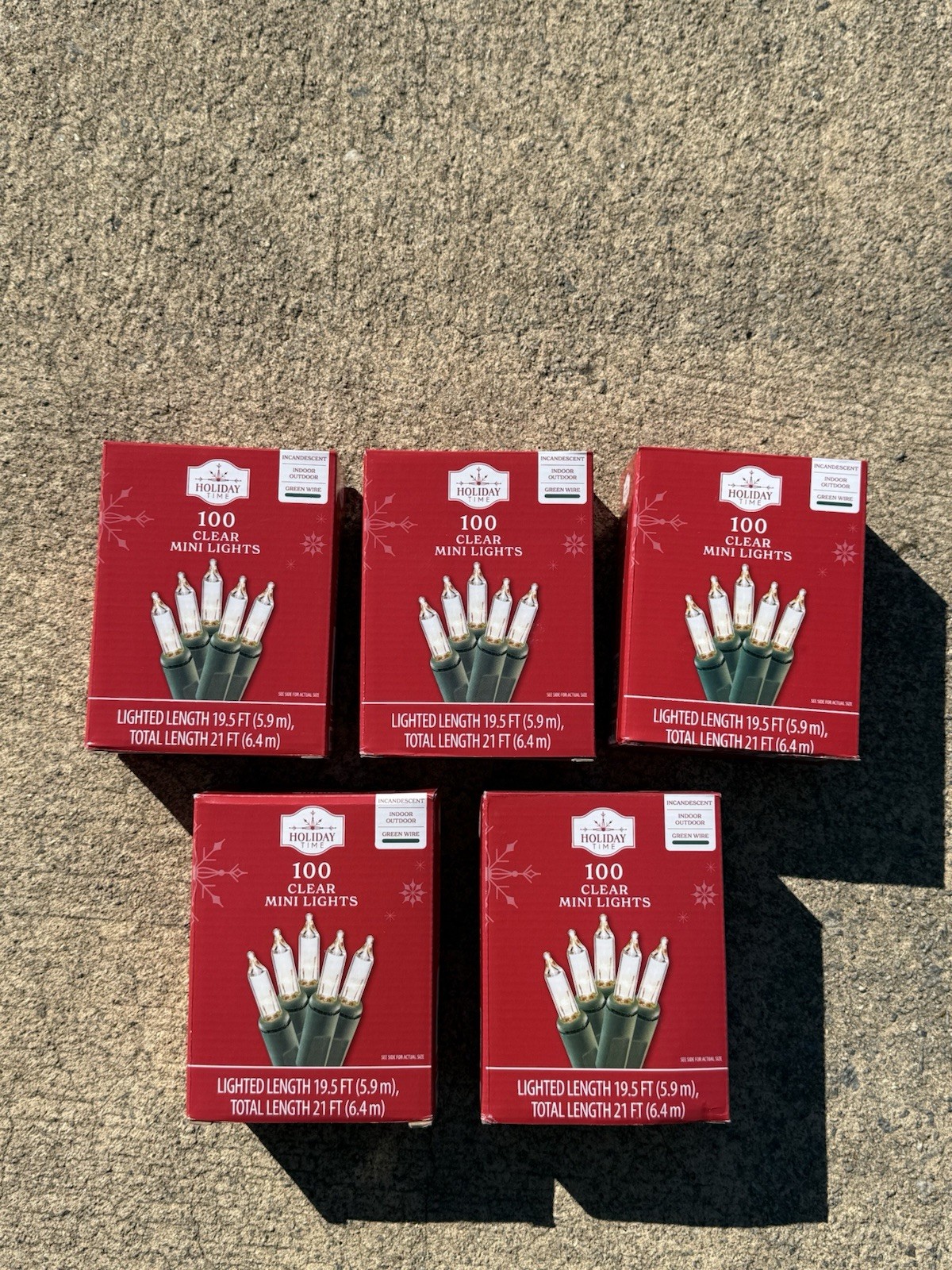 5 Box NEW Holiday Time 100 Clear Mini Christmas Lights Incandescent 21' x 5 gallery
