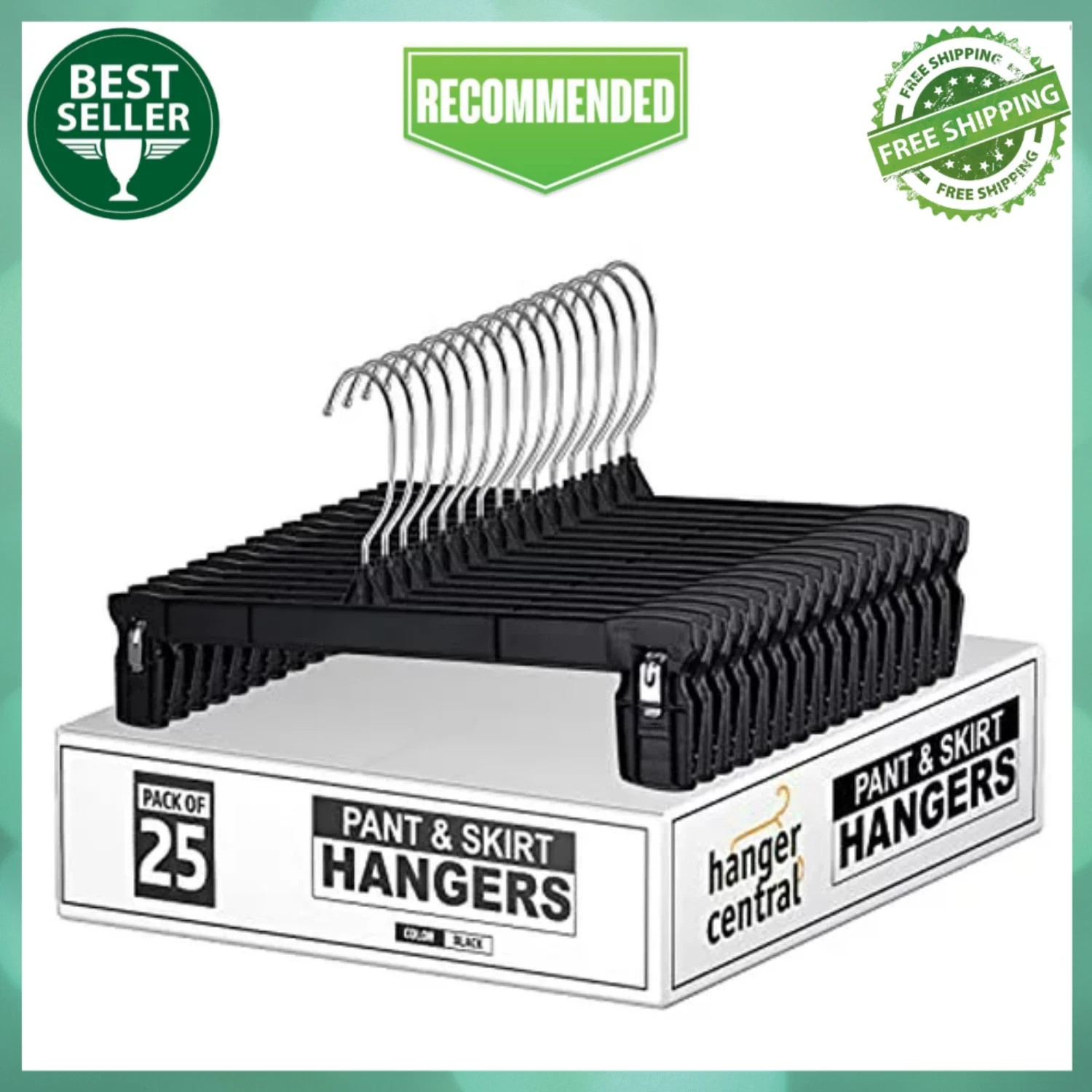 Hanger Central Heavy Duty Plastic Pants and Skirt Hangers, 12 in, 25 Pack gallery