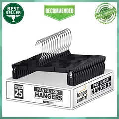 Hanger Central Heavy Duty Plastic Pants and Skirt Hangers, 12 in, 25 Pack