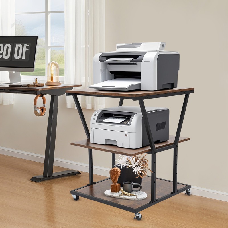 3-Tier Printer Stand with Adjustable Shelves & Wheels for Home/Office gallery