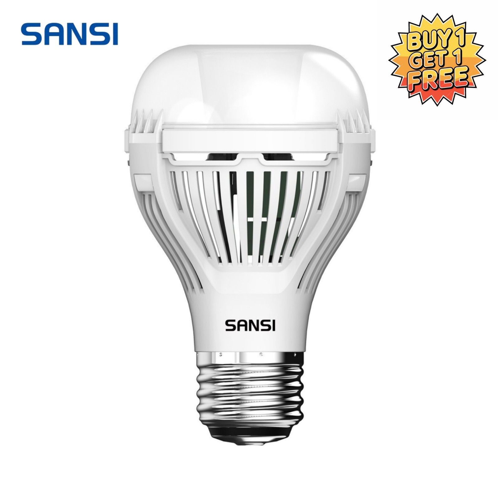SANSI 3 Way LED Light Bulb Dimmable 13W A19 5000K Daylight 700LM-1600LM Indoor gallery
