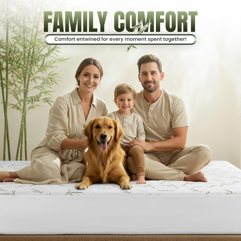 Waterproof Mattress Protector Queen Size Bed, Premium 200 GSM Bamboo Viscose Coo gallery