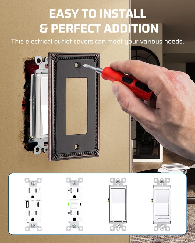 DEWENWILS Wall Plate Switch Plate Outlet Cover, Aged Bronze Single Decorat 2 PK gallery