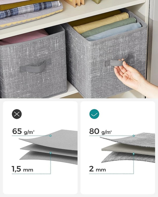 6 Pack Storage Cubes 11 Inch Fabric Bins Closet Organizers Foldable Basket Gray gallery